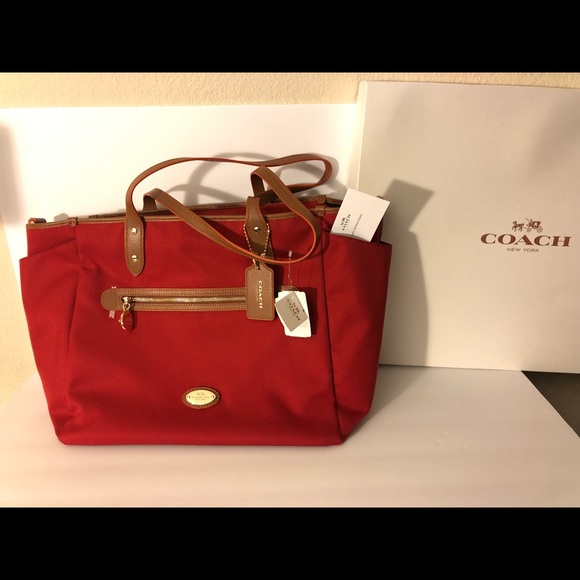 red coach diaper bag